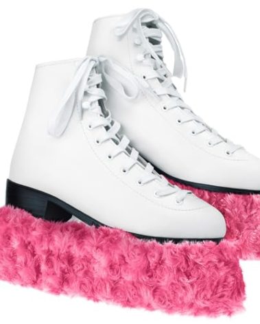 Gemscream Ice Skate Guards Fuzzy Hockey Soakers for Figure Skates Guards for Girls Boys Youth Women Men Adult(L Size,Pink)