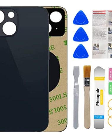 Phoupair OEM Rear Back Glass Replacement for iPhone 13 6.1 Inches with Professional Repair Tool Kit (Midnight/Black)