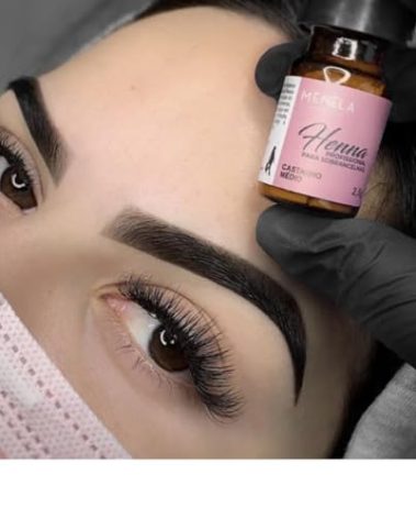 MENELA Eyebrow Henna Tint Kit - Black Brow Color with Bamboo Extract - Natural Look, Easy Application - 2.5g Henna + 15ml Fixer - Ammonia-Free, Vegan, Cruelty-Free
