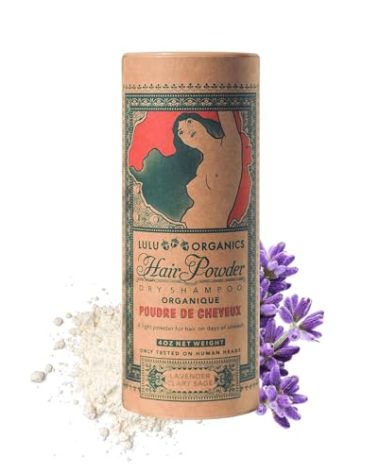 Lulu Organics Non-aerosol Dry Shampoo Powder for Dark, Blonde and Oily Hair, Natural Body Powder for Women and Men, Paraben & Talc free No White Cast Synthetic Fragrance, Lavender and Clary Sage - 4oz