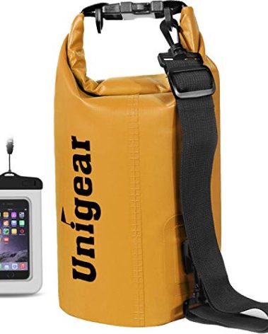 Unigear Dry Bag Waterproof, Floating and Lightweight Bags for Kayaking, Boating, Fishing, Swimming and Camping with Waterproof Phone Case (Pale Yellow, 2L)