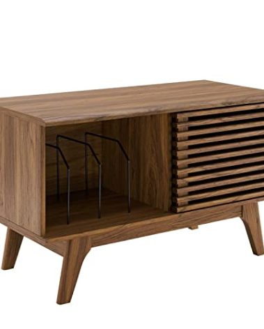 Modway Render Mid-Century Modern 37" Vinyl Record Display Stand in Walnut, 37 Inch