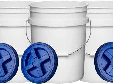 House Naturals 5 Gallon Plastic Bucket Pail Food Grade with Blue Screw on Lid(Pack of 3) Made in USA