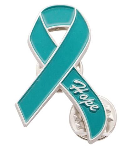 Teal Ribbon Awareness Pin – Support Ovarian Cancer, Sexual Assault & Mental Health