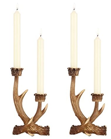 OLHAPZP Deer Antler Candle Holders, Rustic Candlestick Holders Farmhouse Decor Style for Wedding Centerpieces, Living Room, Bathroom, Dining Room(2 PCS)