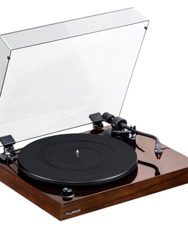 Fluance RT83 Reference High Fidelity Vinyl Turntable Record Player with Ortofon 2M Red Cartridge, Speed Control Motor, High Mass MDF Wood Plinth, Vibration Isolation Feet - Walnut