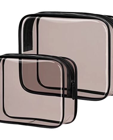 PACKISM Clear Makeup Bags - Well-made Clear Toiletry Bags for Traveling, Water-resistant Tsa Approved Toiletry Bag with Zipper Holds Small Items for Organization Fit Travel Essentials, Black Brown