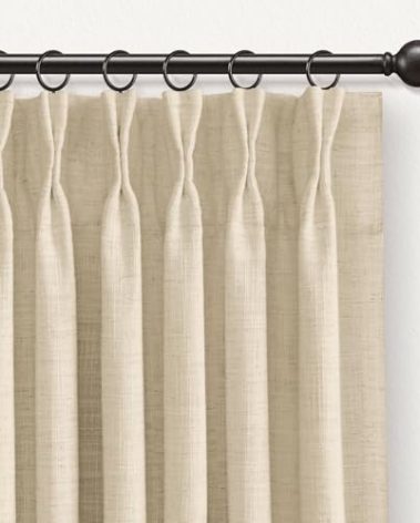 INOVADAY Pinch Pleated Curtains, 100% Light Blocking Linen Pinch Pleat Blackout Curtains for Bedroom, Thermal Insulated Blackout Drapes 2 Panels Set for Living Room - Cream Beige, W40 x L84
