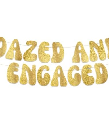 Dazed and Engaged Bachelorette Party and Engagement Party Gold Glitter Banner - Wedding Announcement and Bridal Shower Decorations, Favors and Supplies