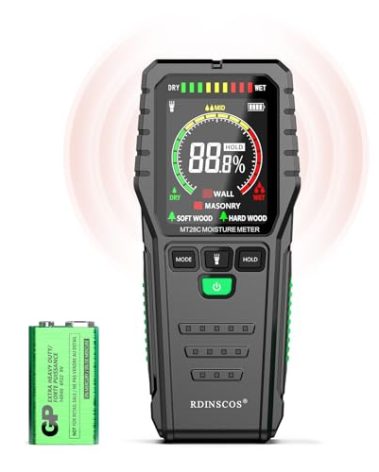 Pinless Moisture Meters Non-Invasive Digital Wood Moisture Tester Water Leak Detector for Wall,Lumber, building,Firewood,Humidity Tester (Black_Case)