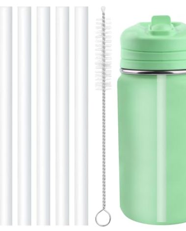 Replacement Straws Compatible with Hydrapeak Mini 14oz Kids Water Bottle Replacement Parts- 6 Pack Straws and 1 Pack Cleaning Brush