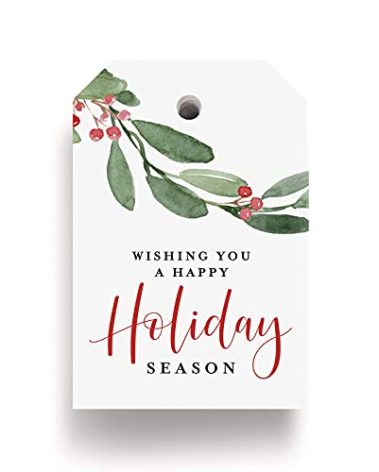 Bliss Collections Gift Tags, Thank You Tags, Seasonal Favors, Parties, and Celebrations Gift Tag 2"x3", 50 Pack (Wishing You a Happy Holiday)