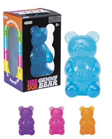 Schylling NeeDoh Gummy Bear - Sensory Fidget Toy with Jelly-Like Filling - 3.5" Tall - Colors May Vary (Pack of 1)