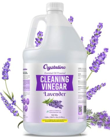 Crystalino Lavender Essential Oil Cleaning Vinegar for Home (1 Gallon) 6% Non-Toxic Distilled White, Vinegar for Cleaning Purpose, Vinagre Blanco, Vinger (128 Fl Oz (Pack of 1), Lavender)
