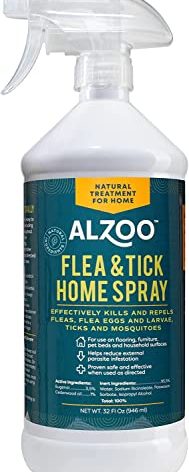 ALZOO Natural Flea & Tick Home Spray, Helps Eliminate and Repel Pests, Use on Flooring, Furniture, Pet Beds, Plant-Based Active Ingredients, 32 Fl. Oz.