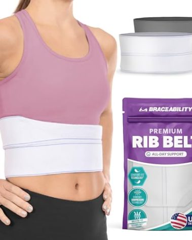 BraceAbility Broken Rib Brace for Women and Men - Rib Protector Compression Wrap, Chest Support Belt for Bruised, Fractured, Dislocated Ribs, Costochondritis Relief, Sternum Brace (Female - White)