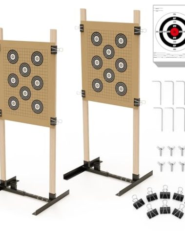 KNINE OUTDOORS Shooting Target Stand for Outdoors, Durable Paper Target Holder with Stable Adjustable Base for Paper Shooting Targets Cardboard Silhouette, H Shape, USPSA/IPSC, IDPA Practice, 2 Pack