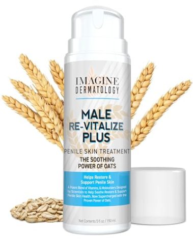 Imagine Dermatology Male Re-Vitalize PLUS - Oats Penile Health Cream for Men - Relieve, Restore and Support Skin - Moisturizer Penile Lotion - Large Value Size (5fl oz/150ml)