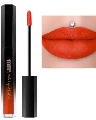 HOOMUSS Orange Lipstick Long Lasting, Matte Liquid Lipsticks for Women Non Transfer Smudgeproof Smooth and Easy to Appy Cruelty Free Lip Color, M51 Orange Red