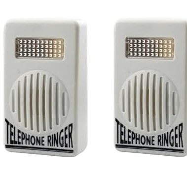 2Pcs White Telephone Ringer Amplifier Bell Extra-Loud Telephone/Phone Ringer Use Safety Small in Size and Light in Weight,Landline Phones,Telephones and Accessories