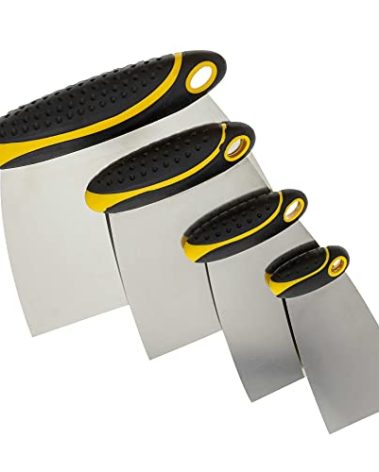 Custom Shop 4-Piece Carbon Spring Steel Body Filler Spreaders & Putty Scraper Set with Ergonomic Handles 2”, 3”, 4”, 6”