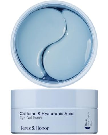 TEREZ & HONOR Under Eye Patches for Dark Circles - 60 Korean Hydrogel Masks for Puffiness, Bags with Caffeine, Hyaluronic Acid, Niacinamide - Undereye Brightening, Hydrating, Anti-Wrinkle & Cooling