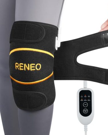 RENEO Electric Heating Pad for Knee Relief, Auto Shut-Off Wearable Knee Warmers Wrap, Elbow Heated Brace with Support, Discomfort Relief Gifts for Dad Mom Elders, 3 Heat Levels, Black