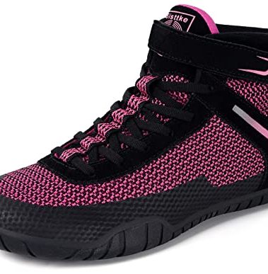 Women Wrestling Shoes Boxing Shoes Zero Drop Sole Black Rose