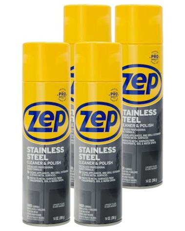 Zep Stainless Steel Cleaner and Polish 14 ounces (Case of 4) ZUSSTL14 - Protects Metal Surfaces from Fingerprints, Soil and Waterspots