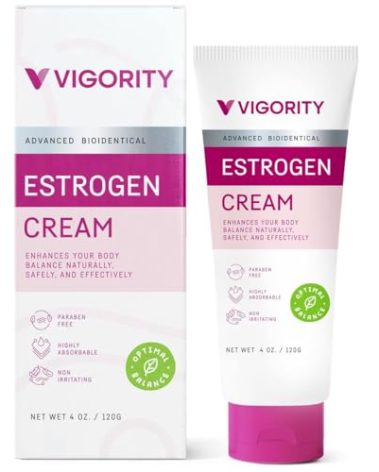 Estrogen Cream For Women, Natural Bioidentical, Hot Flashes Menopause Relief, Estrogen Cream With Wild Yam, Menstrual Cycle & Body Balance Support, Helps Reduce Hot Flashes, Paraben-Free, Vegan, 3-Month Supply(4 Oz)