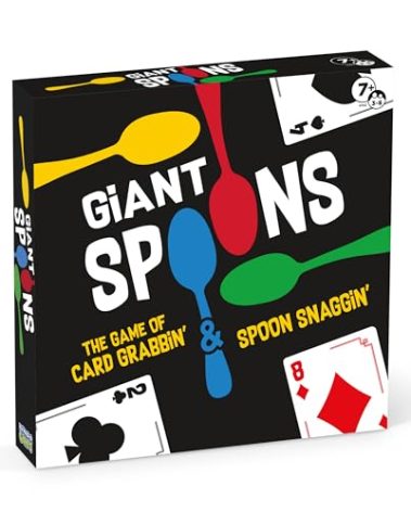 Giant Spoons, Card Games for Kids - Spoons Game, Deck of Cards, Fun Family Games for Kids and Adults, Playing Cards, Game Night, Travel Games, 3-6 Multi-Player Card Game, Games for Adults, Ages 7+