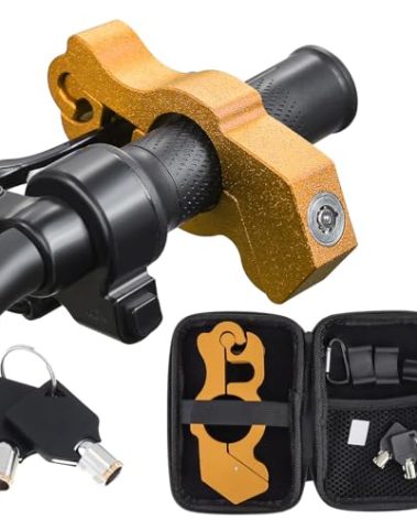 Windance Motorcycle Handlebar Lock Anti Theft Heavy Duty Brake Lever Parking Security Lock for Mopeds Motorbike Bike ATV (Yellow)