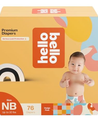 Hello Bello Premium Newborn Diapers, Honeysuckle Designs, 76ct Club Box, Hypoallergenic and Extra Absorbent