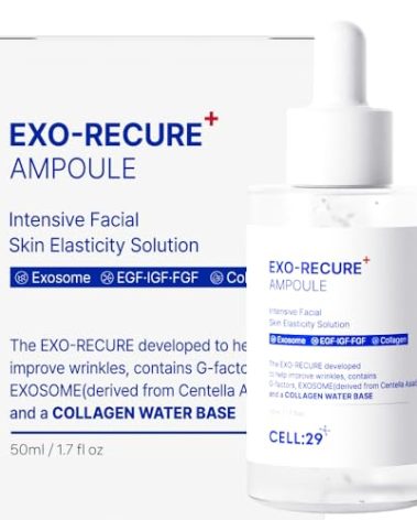 CELL29 Exo-Recure Ampoule Exosome 10,000 PPM Collagen Water Fast Absorption Deep Hydration Rejuvenation Anti-Aging Glass Skin Pore Minimizer Skin Barrier KOREAN SKINCARE 50ml 1.71 Fl.Oz