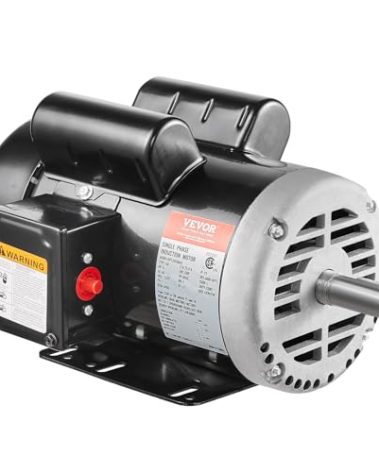 VEVOR 5HP Air Compressor Electric Motor, 230V 25 Amps, 56HZ Frame 3450RPM, 7/8" Keyed Shaft, 2.25" Shaft Length, Single Phase, CCW/CW (Factory Setting is CCW)
