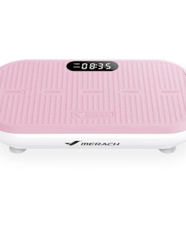 MERACH Vibration Plate Exercise Machine, Vibration Plate 440 Lbs Capacity, Bluetooth and Silicone Pedal, Stimulate Deep Fat, Vibration Plate for Lymphatic Drainage, Vibrating for Weight Loss (Pink)