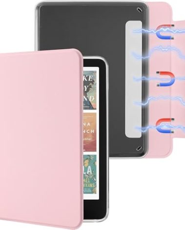 SESENSE Detachable Magnetic Case for 7'' Kindle Paperwhite 12th Gen 2024 and Kindle Colorsoft Signature Edition, Slim PU Shell Cover Case with Auto Wake/Sleep, Pink