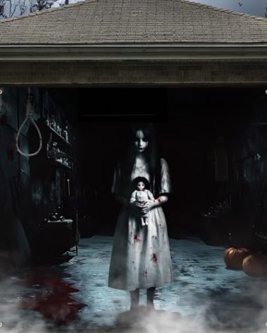 Remagr Halloween Garage Door Banner Decoration Magnetic Ghost Girl Garage Door Covers Large Scary Backdrop Decorations for Halloween Indoor/outdoor Party Decor(7 x 8 ft)