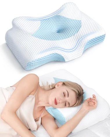 Osteo Cervical Pillow for Neck Pain Relief, Hollow Design Odorless Memory Foam Pillows with Cooling Case, Adjustable Orthopedic Bed Pillow for Sleeping, Support for Side Back Sleepers
