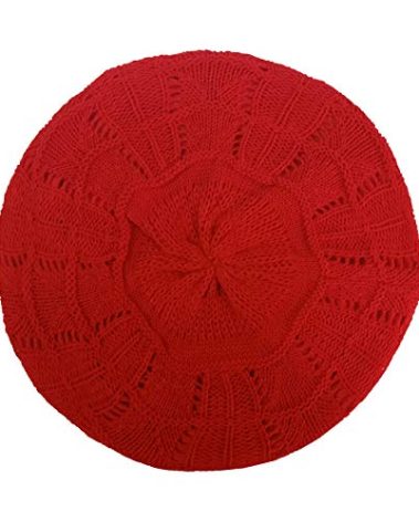 Fashion Beret for Women Slap Night Cap Satin Silk Lined Sleep Hat (Red)