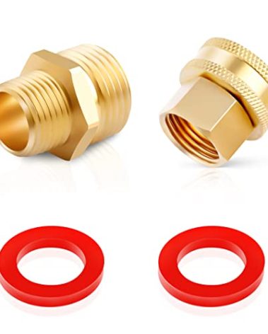 Litorange (2 Pack Lead-Free Metal Brass Garden Hose Threaded 3/4" GHT to 1/2" NPT Fitting Connect, Green Thumb Quick Swivel Connector Adapter, Double Male and Female Thread GHT 3/4" x 1/2" NPT Pipe