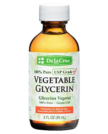 De La Cruz Vegetable Glycerin, Glass Bottle, 100% Pure Liquid Glycerine USP Grade for Hair, Skin and DIY Projects, 2 FL. OZ.
