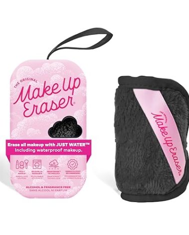 The Original MakeUp Eraser Mini PRO, Erase All Makeup With Just Water, Including Waterproof Mascara, Eyeliner, Foundation, Lipstick, Sunscreen and More! Chic Black, 1ct.