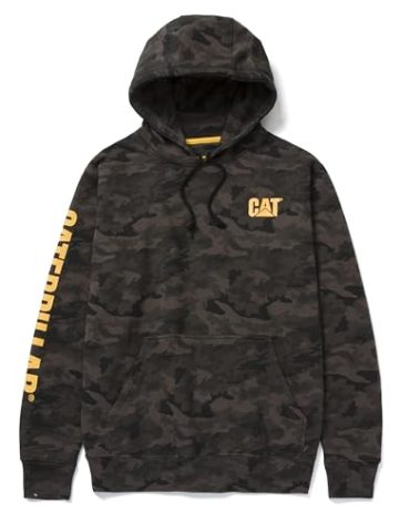 Caterpillar Men's Trademark Banner Hooded Sweatshirt (Regular and Big & Tall Sizes), Night camo, X Large