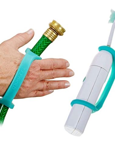 EazyHold Aqua Silicone Adaptive Aid, Universal Cuff Hand Grip Assistive Device for Rehab, Disabled, Cerebral Palsy, Special Needs, Arthritis, Stroke, Physical Therapy 2-Pack 6.5"