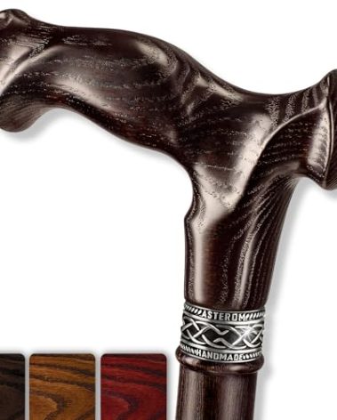 Asterom Walking Cane - Handmade, Ergonomic, Canes for Men - Wooden Walking Sticks for Seniors, Unique (Walnut, 33 Inches)