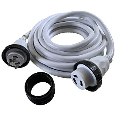 Amp Up Marine & RV Cords 125v 30 amp x 50' White Shore Power Boat Extension Cord, 50 ft - 22315