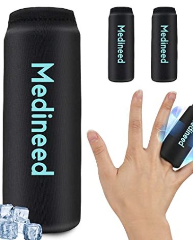 2PCS Finger Sleeves Gel Ice Pack, Lasting Cold Compress Freeze Sleeve, Reusable Finger Brace Ice Packs for Injuries, Arthritis, Tendonitis, Gout, Sprains, Middle Protectors (Black)