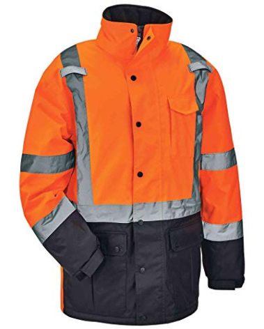 Ergodyne - 25575 High Visibility Reflective Winter Safety Jacket, Insulated Parka, ANSI Compliant, GloWear 8384, Orange, Extra Large