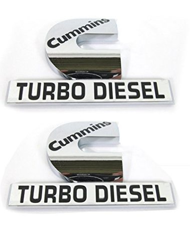 Yoaoo 2Pack Compatible with Cummins Turbo Emblem Badge High Output 2500 3500 Emblem Glossy Chrome 4.5" by 2.9" inches